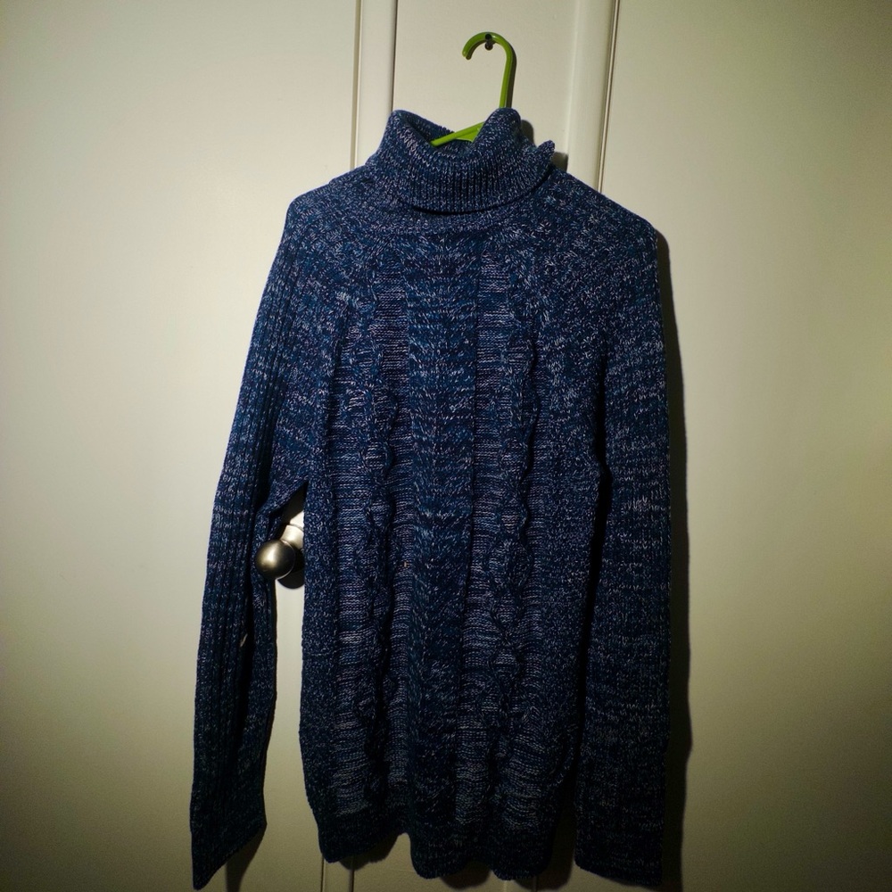 Men's Blue Turtleneck Sweater